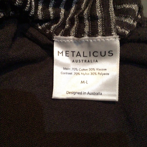 Metalicus, Black Knitted Tunic with Silver Stripes, Size M-L - Picture 6 of 6